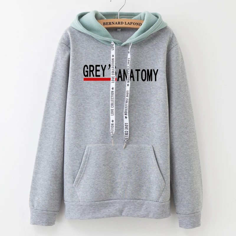 LANSHANQUE толстовки женские осень GREYS Anatomy с буквенным принтом цветная подходящая Футболка Модные Хлопковые женские топы