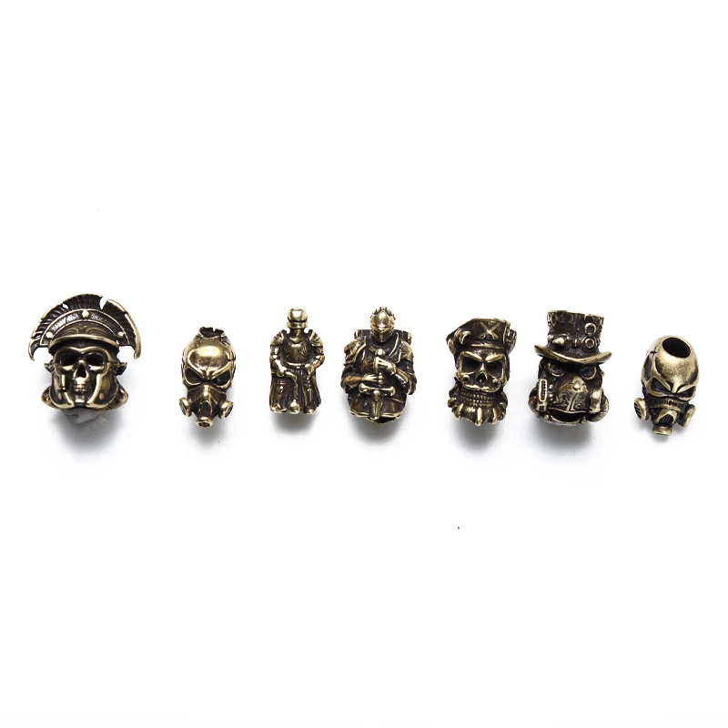7 Piece Set 7/8 шт Набор Ретро латунные бусы на веревочке нож бусы веревка шнур ожерелье браслет фонарик Открытый EDC бусины ремешок Подвески - Цвет: 7 Piece Set