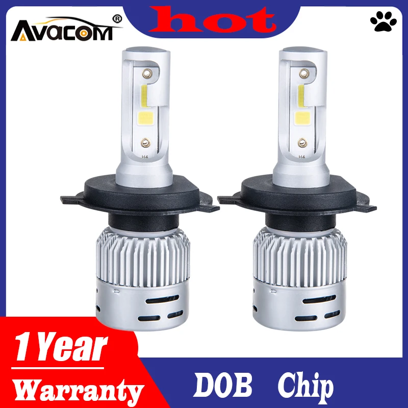 Avacom 2 шт. H1 H4 H7 H11 12V Светодиодный светильник для автомобиля 6500K белый DOB чип 12000Lm