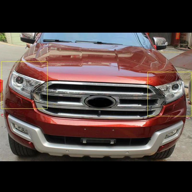Для Ford Ranger 2015 2016 2017 2018 2019 2020 ABS Хромированная передняя фара рамка лампы