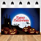 Laeacco фон для фотосъемки Счастливого Хэллоуина в стиле вечеринки Темный замок кладбище тыквы гримаса полная луна детский фон для фотосъемки