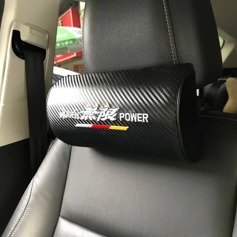 2 шт. Mugen power Black Carbon Fiber лучшая электронная вышивка автомобильное сиденье шеи подушки подголовник для Honda CRV подходит Civic City