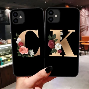 for huawei y7 y7 prime 2017 y7 y9 2018 y7 y7 prime y9 2019 customized black flower letter silicone mobile phone cover case free global shipping