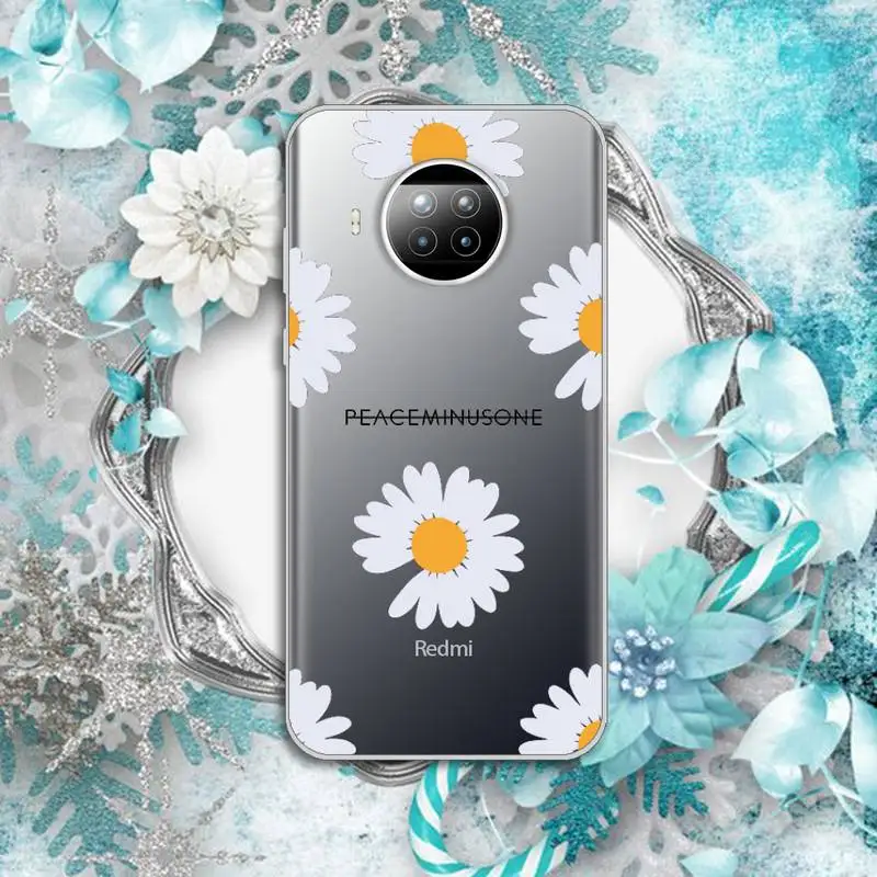

Black White Flower Daisy Phone Case Transparent for Xiaomi Redmi note 10 t 8 9 pro lite 11