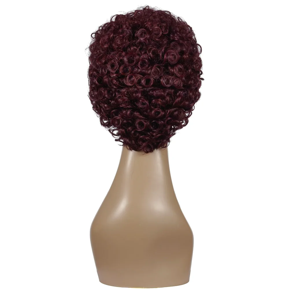 

DAN BO short curly hair Bob wig Brazilian curly wig, female natural black non-remy hair, wig with a density of 130%