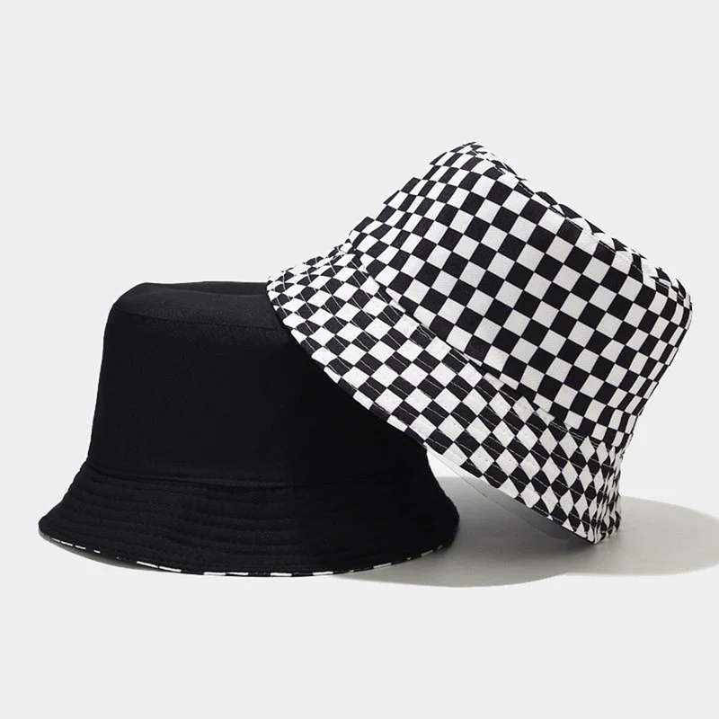 

New Arrival Double-Sided Fisherman Hats Men Women Outdoor Sun Shade Panama Bucket Ins Hip Hop Wild Tide Cotton Casquestte EP0219