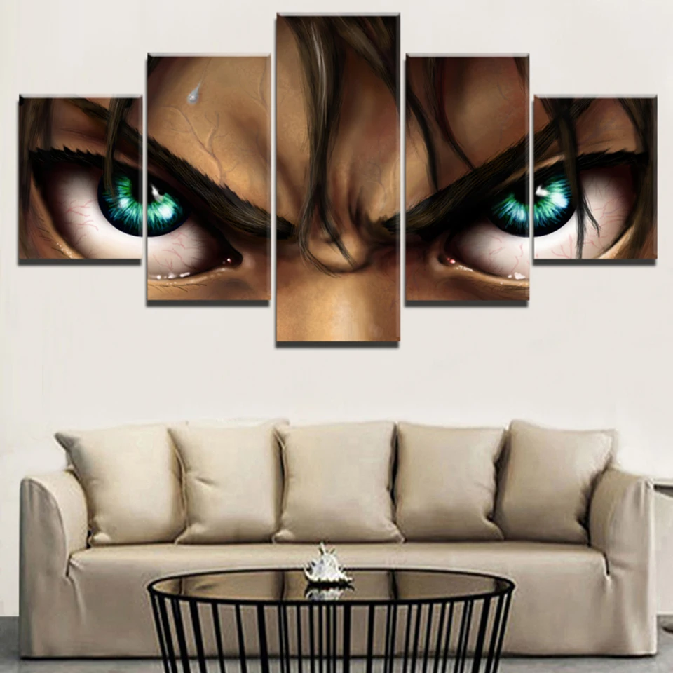 Модульные Hd-принты картины для украшения дома 5 шт. атака на Титанов постер холсте