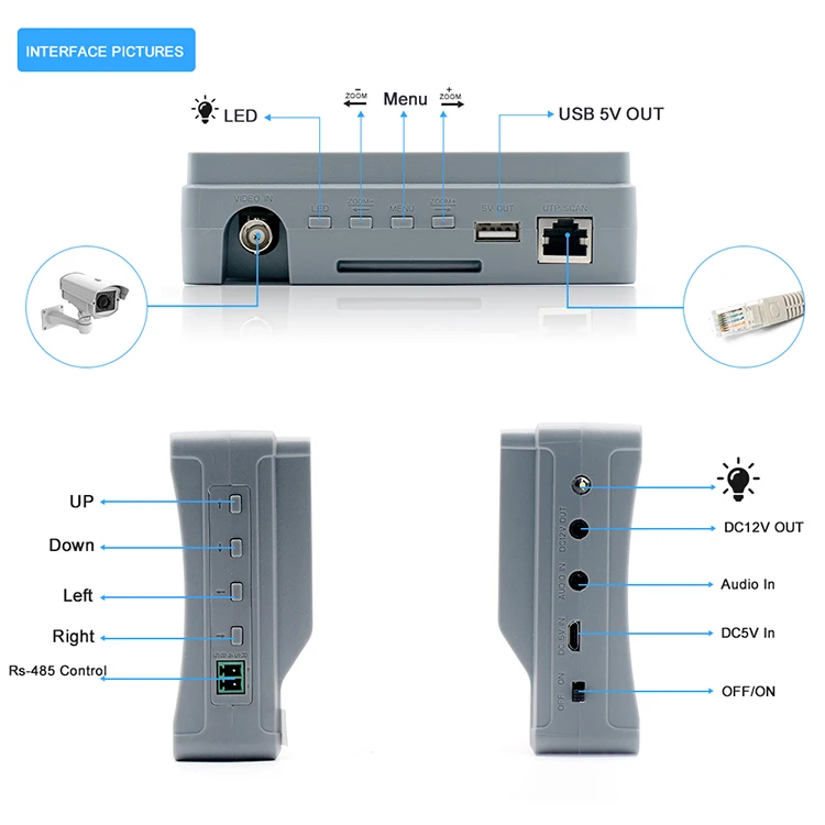 5MP cctv тестер монитор для камеры видеонаблюдения ahd utp Аналоговый Тестер