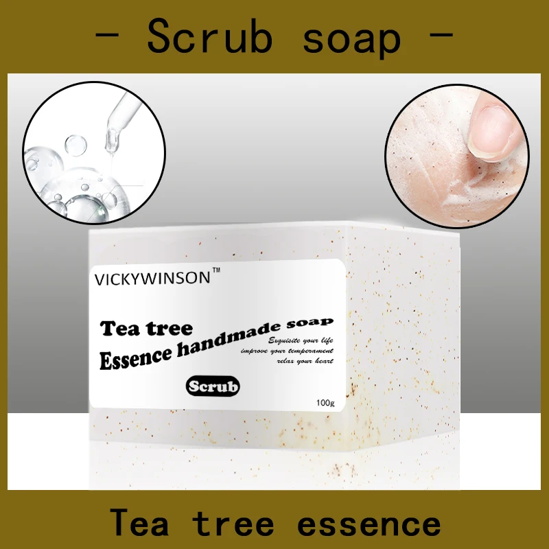 

Tea tree essence scrub soap handmade Soap 100g Amino acid soaps Acne Treatment Serum Acne Cream Pimple Remover Skin Care