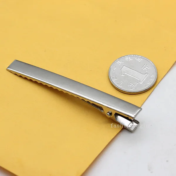 76x8.8mm Металлические амулеты для маленьких девочек, гладкие плоские заколки для волос, один зубец, Аллигатор, заколка на кнопке, пустая основа, шпильки для волос и фурнитура, банты, сделай сам - Цвет: 76x8.8mm