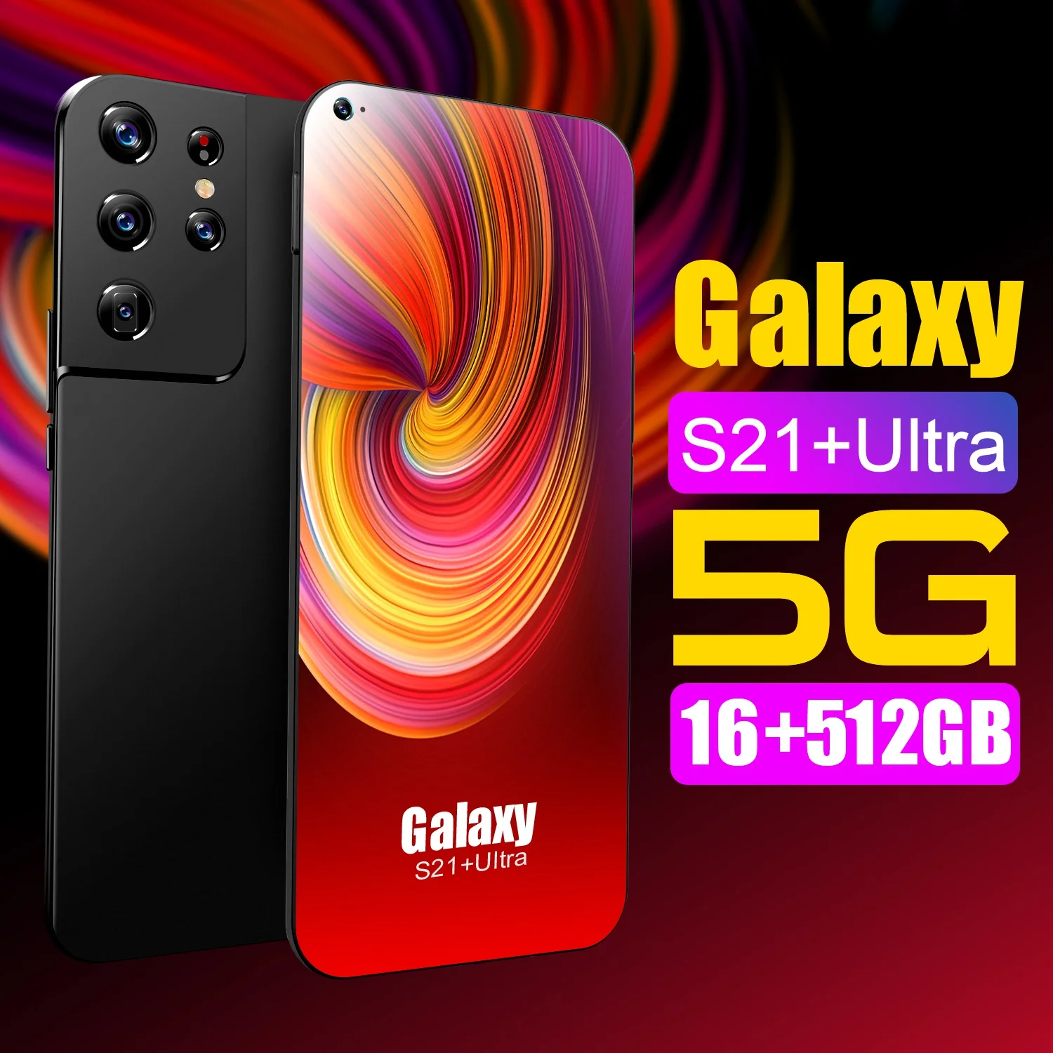 

Galax S21+Ultra Global Version Smartphone 7.3Inch HD Screen 4G/5G LTE 16+512GB Android10.0 Cellphone 24MP+48MP 6800mAh Dual SIM