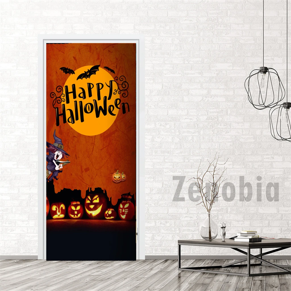 

Halloween 3D Door Stickers Window Stickers Creative Party Door Stickers Decor Water-resistant PVC Material Door Stikers Creative