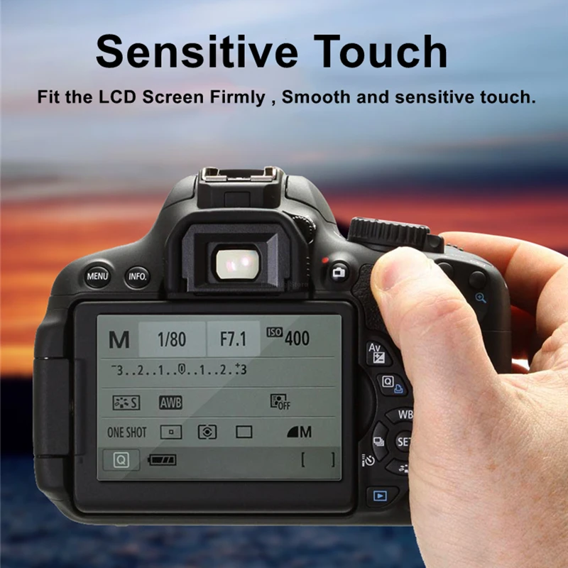 Закаленное защитное самоклеящееся стекло для камеры Canon 70D 80D 90D + Защитная пленка