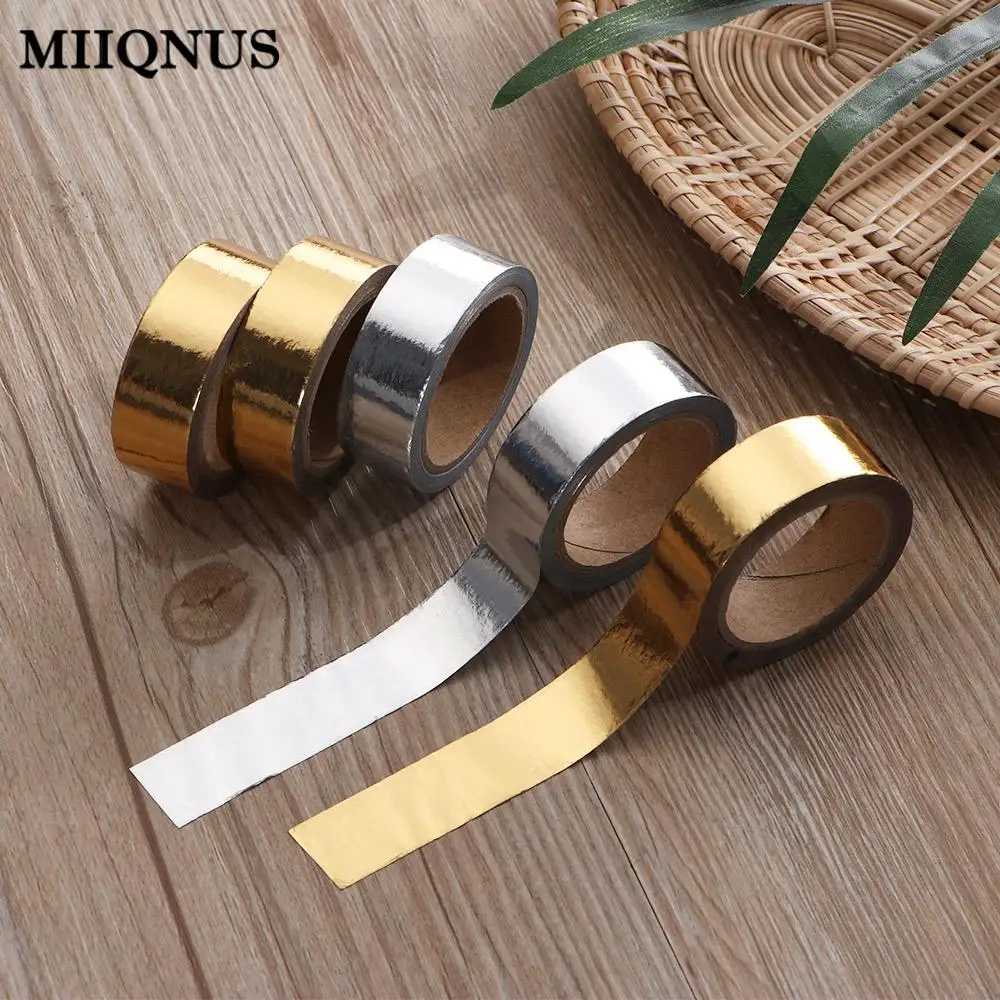 1 рулон клейкой Серебряные золотые тиснения лента Washi Скрапбукинг Рождественский