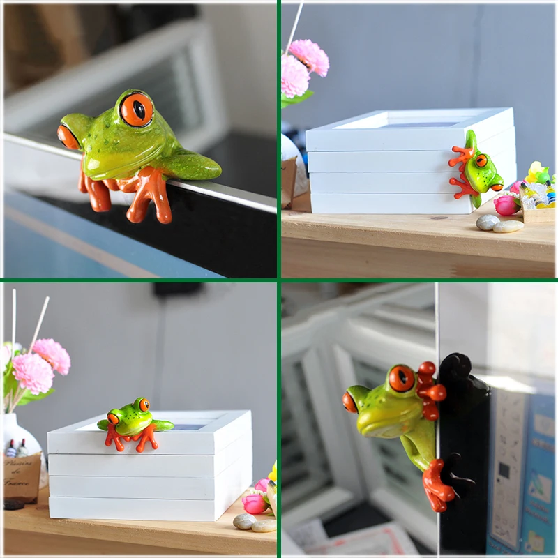 Модная четкая мини статуя лягушки с монитором держатель для книг украшение дома