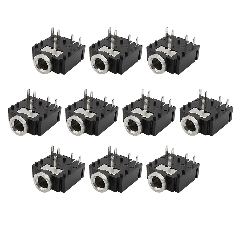 

10Pcs PJ-307 3.5mm Stereo Female Jack 5 Pin Audio Headphone Socket Connector PCB 3F07 PJ307 Black