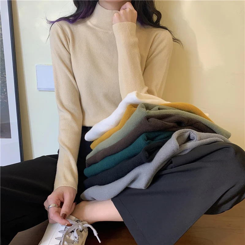 

Свитер женский осенний трикотажный, теплый, однотонный