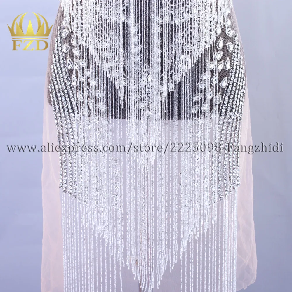 FZD 1 шт. ручная работа пришивка Стразы Кристальные кисточки водопад свисающие