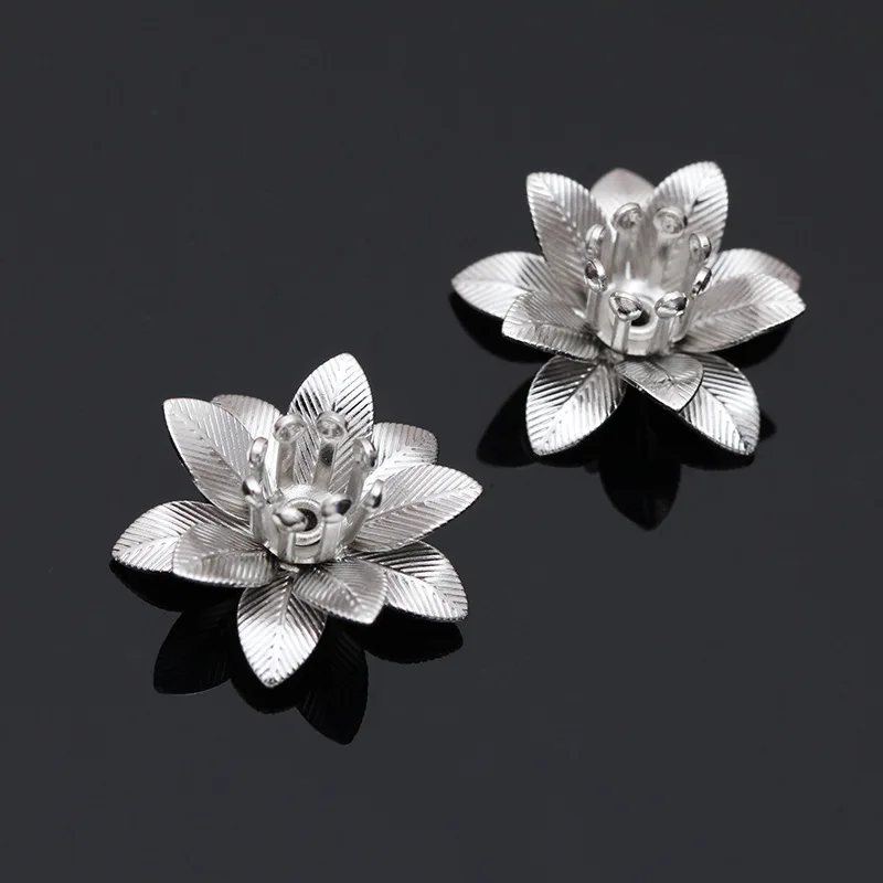 Rhodium Mibrow, 20 шт./лот, цвета: золотистый, серебристый, 6*15 мм, медные Цветочные шапочки для бусин в форме цветка, филигранные бусины для рукоделия, изготовления ювелирных изделий - Цвет: Rhodium
