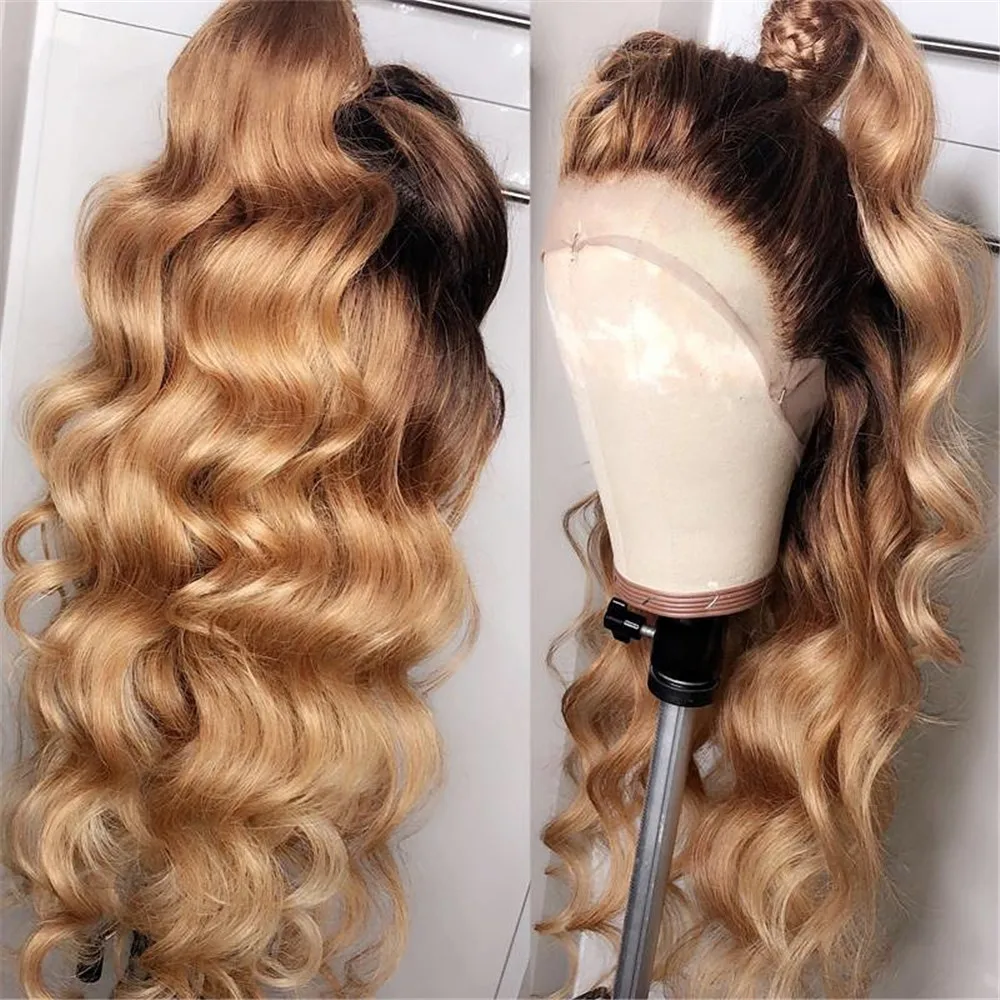 

ALITOP 13x6 Lace Front Human Hair Wigs 150% Density Ombre 1B 27 Body Wave Indian Remy Human Hair Wig Pre Plucked with Baby Hair