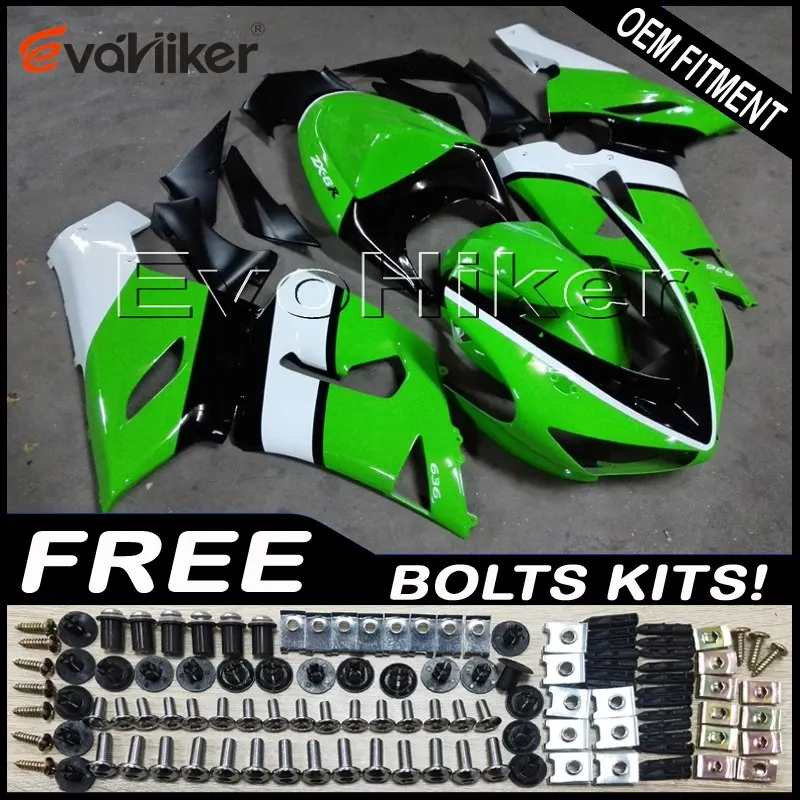 

Custom motorcycle cowl for ZX-6R 2005 2006 ZX6R 05 06 ABS motor panels green
