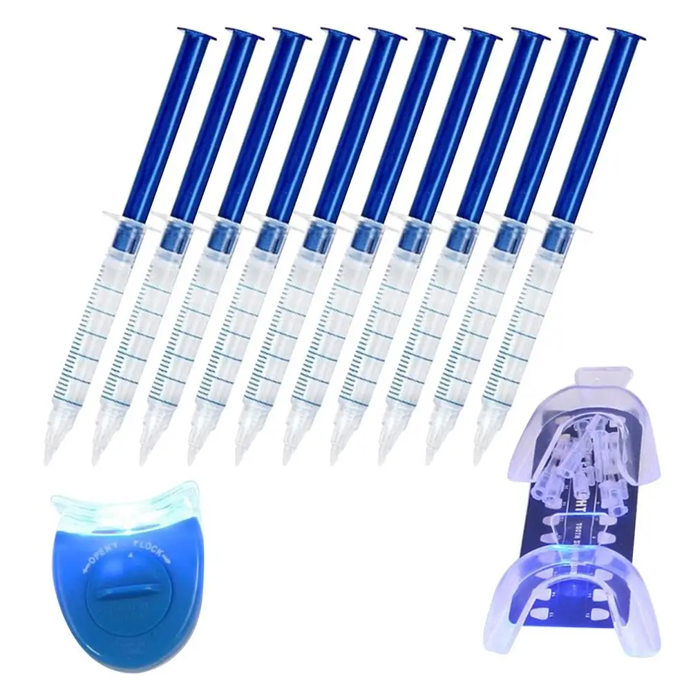 

1 Set Dentist Teeth Whitening Peroxide Oral Hygiene Tool Kit 10pcs whitening gel+2pcs dental tray+1pc mini cold whitening light