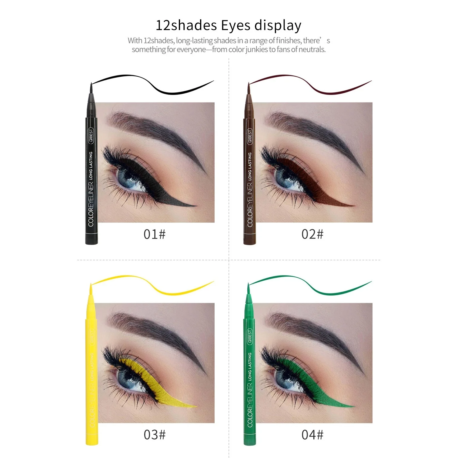 1Pcs Cat Eye Color Eyeliner Makeup Waterproof Neon Liquid Eye Liner Pencil Pen Make Up Comestics Long-lasting Black Makeup Tools