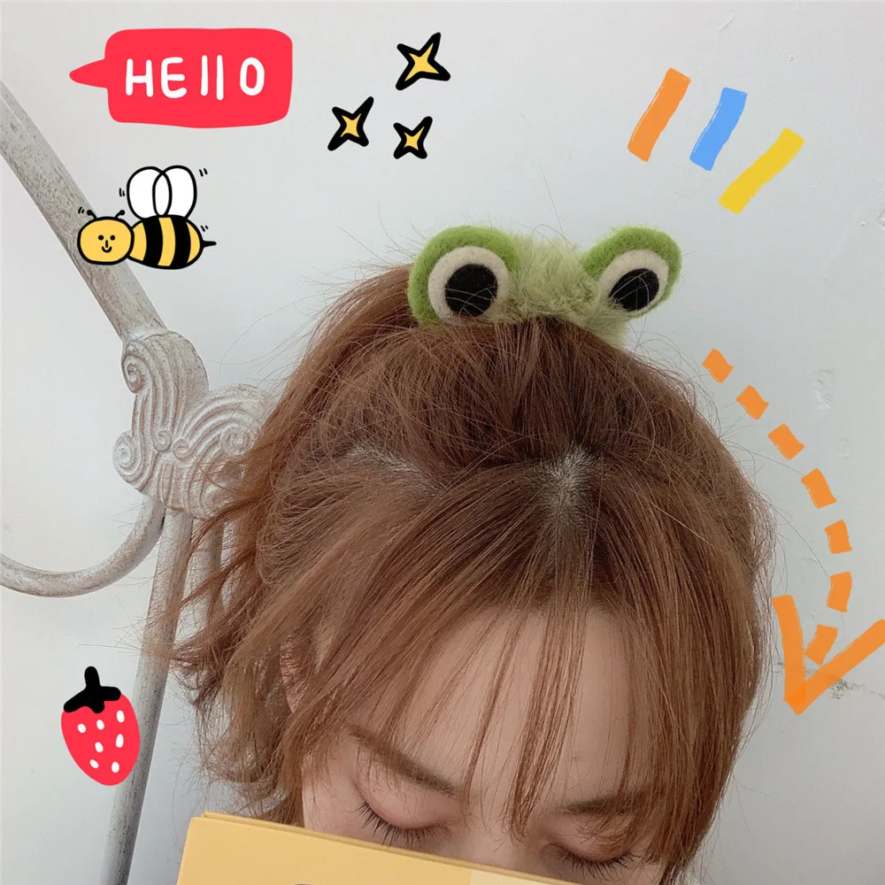 

Fashion Cartoon Hair Accessories Plush Frog Hair Ring Ins Girl Cute Cat Ears Colored Headband Christmas Ornaments