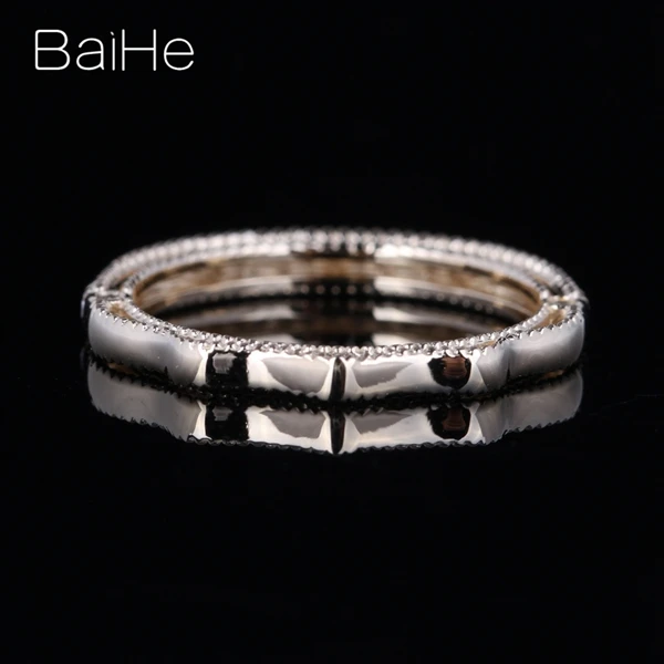 BAIHE Твердое 14 к Желтое золото(AU585) 0.2CT сертифицировано H/SI круглой огранки из натурального бриллианта свадебные женские модные ювелирные изделия кольцо