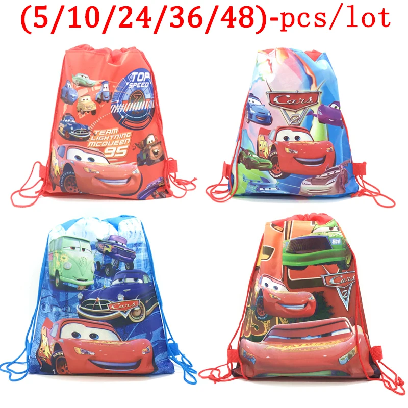 

Disney Cars Lightning McQueen Birthday Party Backpack Gifts Non-woven Drawstring Bags Kids Boy Favor Shopping School Backpacks