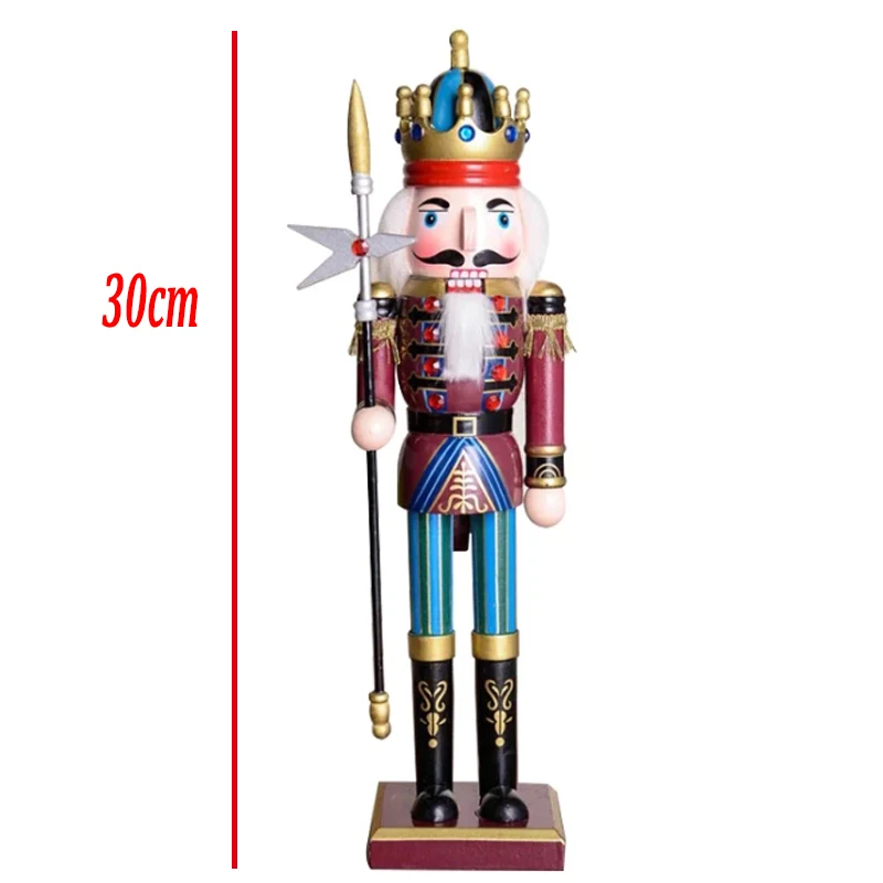 

2PCS 30cm Nutcracker Puppet Soldier Decoration Creative Vintage Gift Christmas Wooden Handcraft Home Ornament