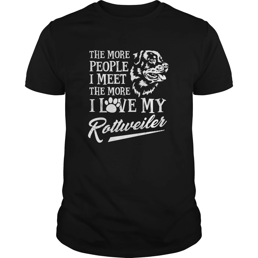 Мужская футболка с коротким рукавом I Love My Rottweiler The More People Meet крутая Топы женская