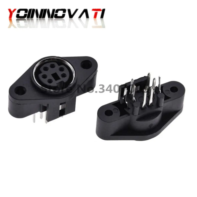 100 шт./лот MDC/S Клеммная розетка DIN разъем Mini PS2 6Pin 6P с фиксированным отверстием Мышь