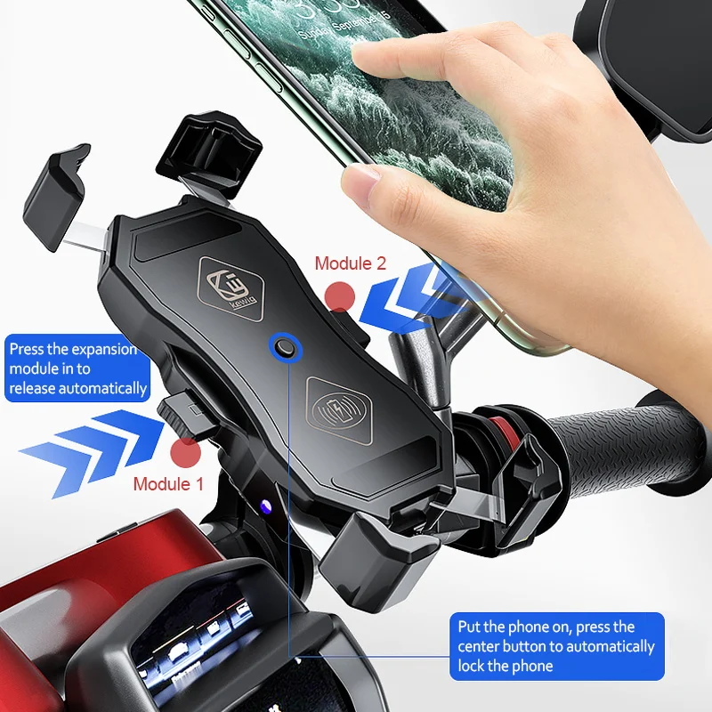 3 in 1 motorcycle phone holder wireless charger 15w qc3 0 usb fast charging for iphone samsung xiaomi 360 rotation phone stand free global shipping