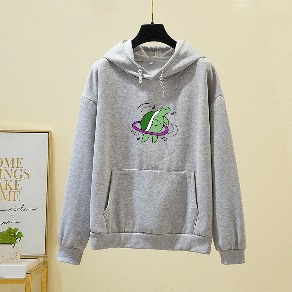 

Korean Thick Warm Hoodie Streetwear Womens Oversized Sweatshirts Cute Tortoise Printed Hoodies Women Harajuku Hooded Pullover