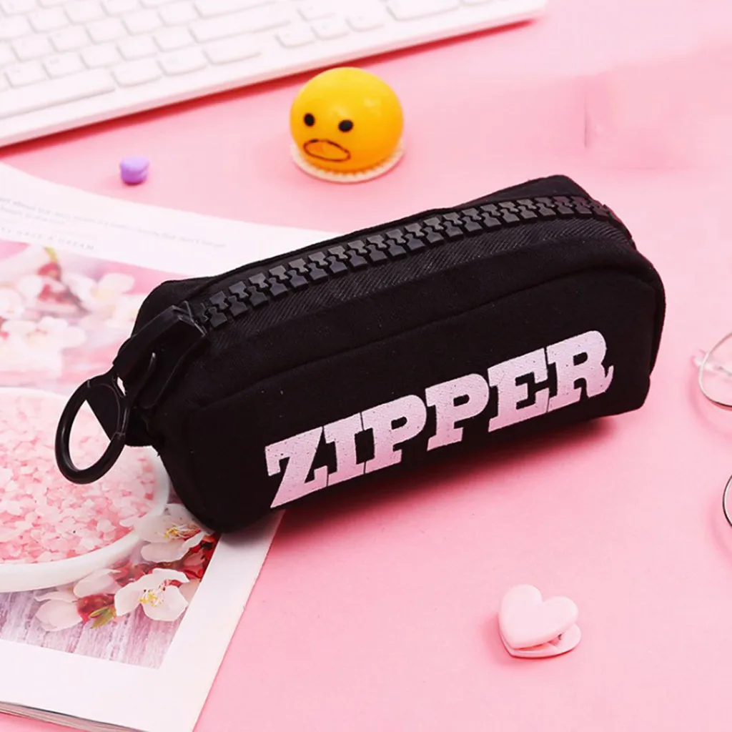Zipper Pen Bag Large Capacity Simple Canvas Pencil Case Pencil Case Pencil Bag Storage Plumier Scolaire Rangement