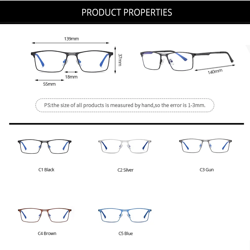 

Pro Acme Men Blue Light Blocking Glasses Square Metal Frame Anti Radiation Glasses Computer Glasses for Men Protect Eyes PC1540