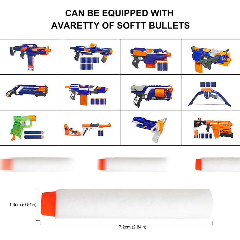 

200/400PCS Darts For Nerf white Luminous Soft Hollow Hole Head 7.2cm Refill Darts Toy Gun Bullets for Nerf Series Blasters Xmas