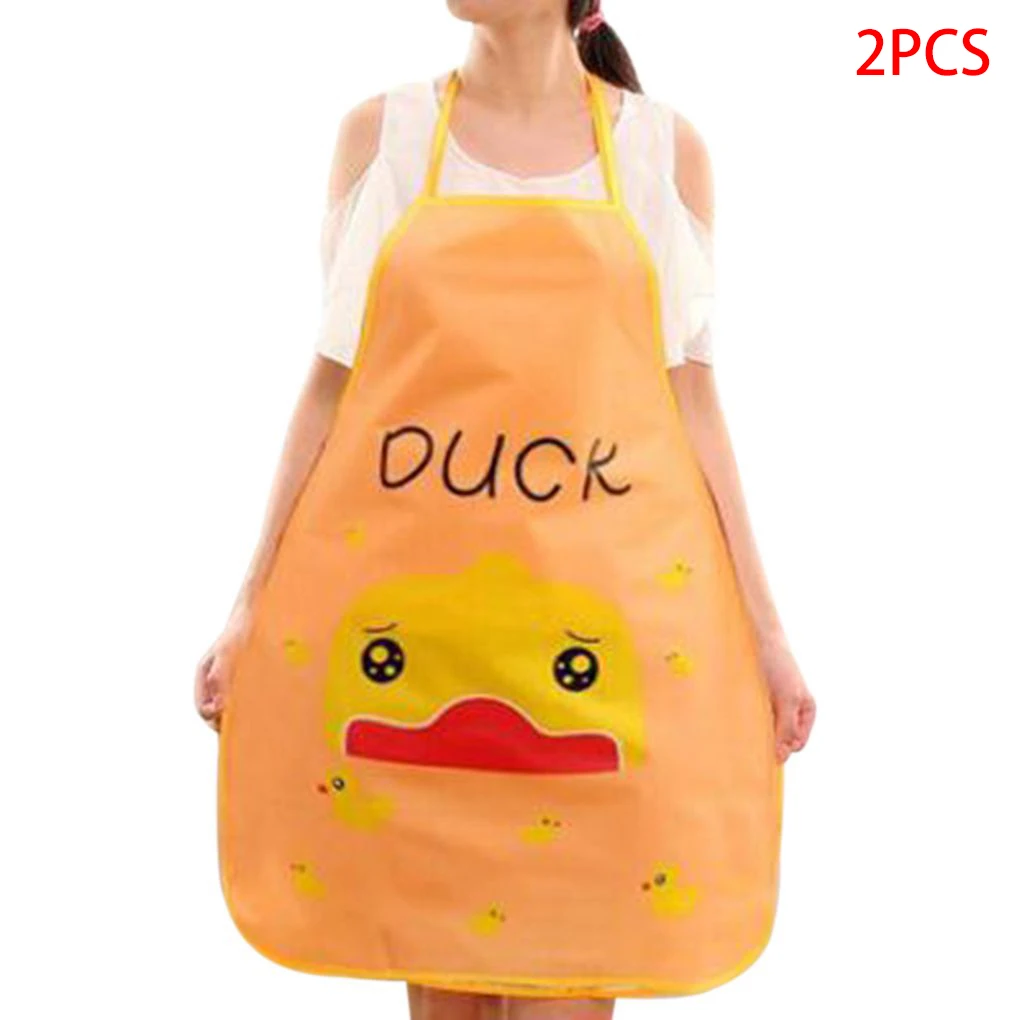 

2 Pieces Cute Cartoon Waterproof Apron Kitchen Restaurant Cooking Bib Aprons for Men Women Mother Gift Hot Sale