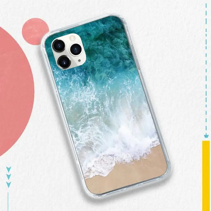 

Blue ocean beach art luxury cover Anti-fall funda Phone Case for iPhone 11 12 pro XS MAX 8 7 6 6S Plus X 5S SE 2020 XR