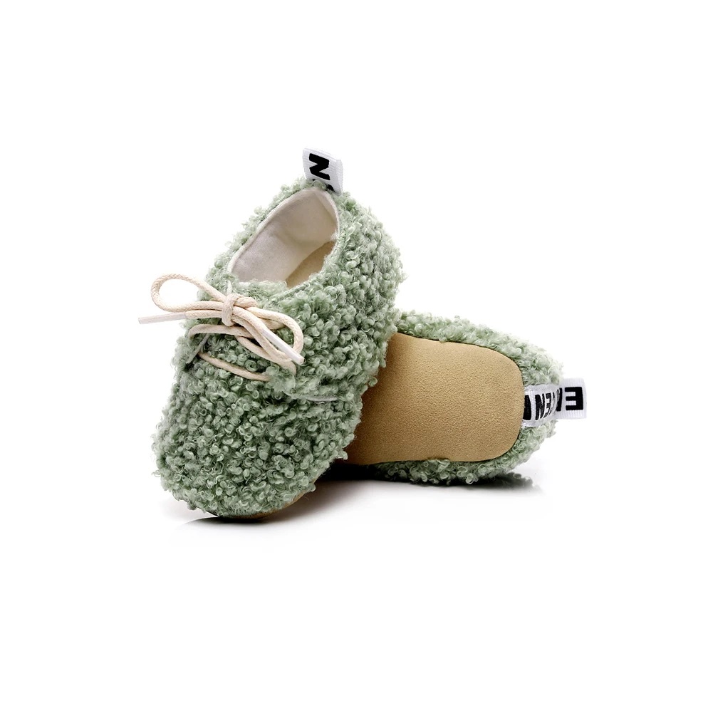 

Baby Girl Shoes 0-12M Lace Up Crib Shoes Winter Warm Cozy Fleece Sneakers Non-Slip Soft Sole Infant Prewalkers