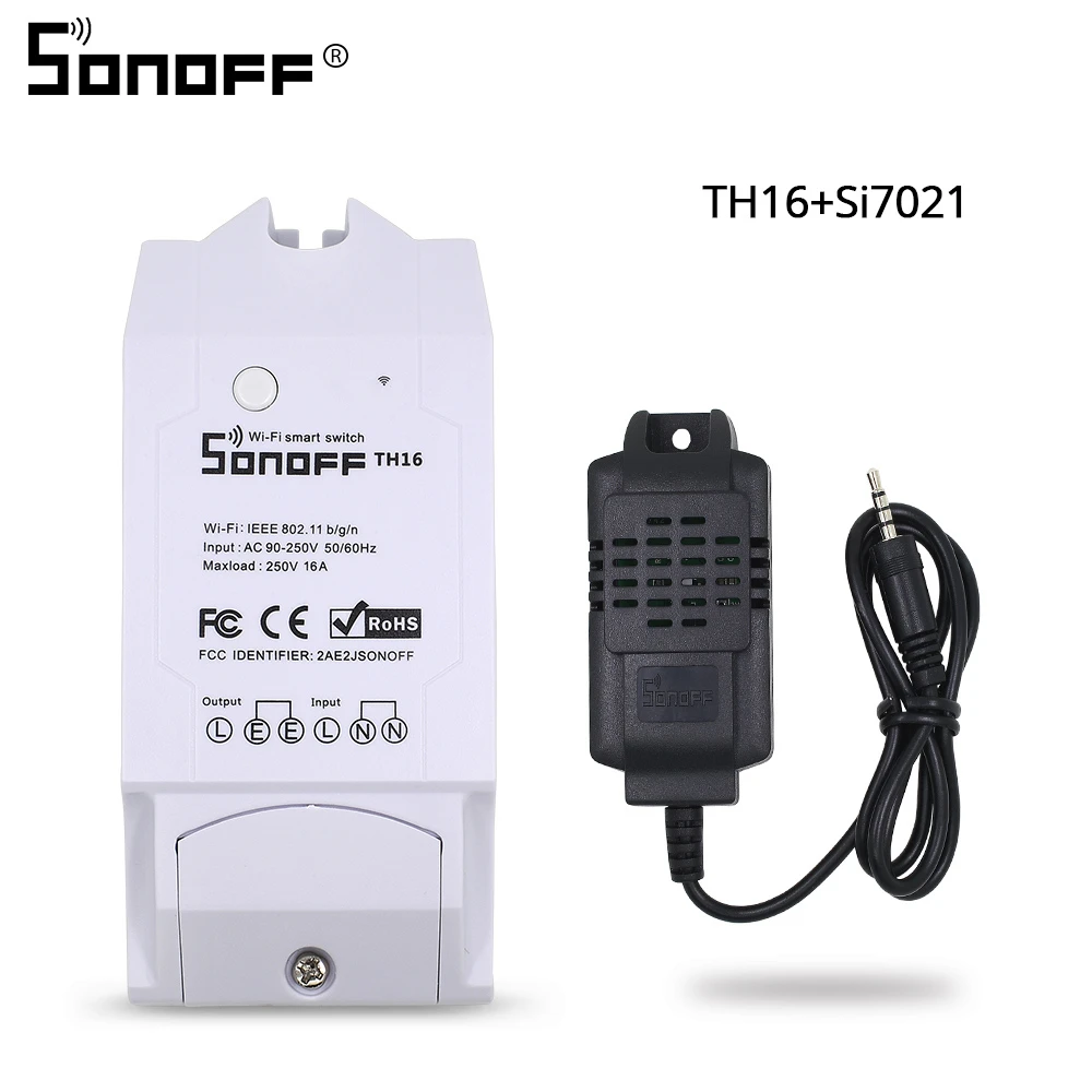 Th16 and si7021 SONOFF TH16 Wifi переключатель SI7021 DS18B20 датчик AL560 расширение мониторинга температуры и влажности Зонд 15A таймер Google Home Alexa - Комплект: Th16 and si7021