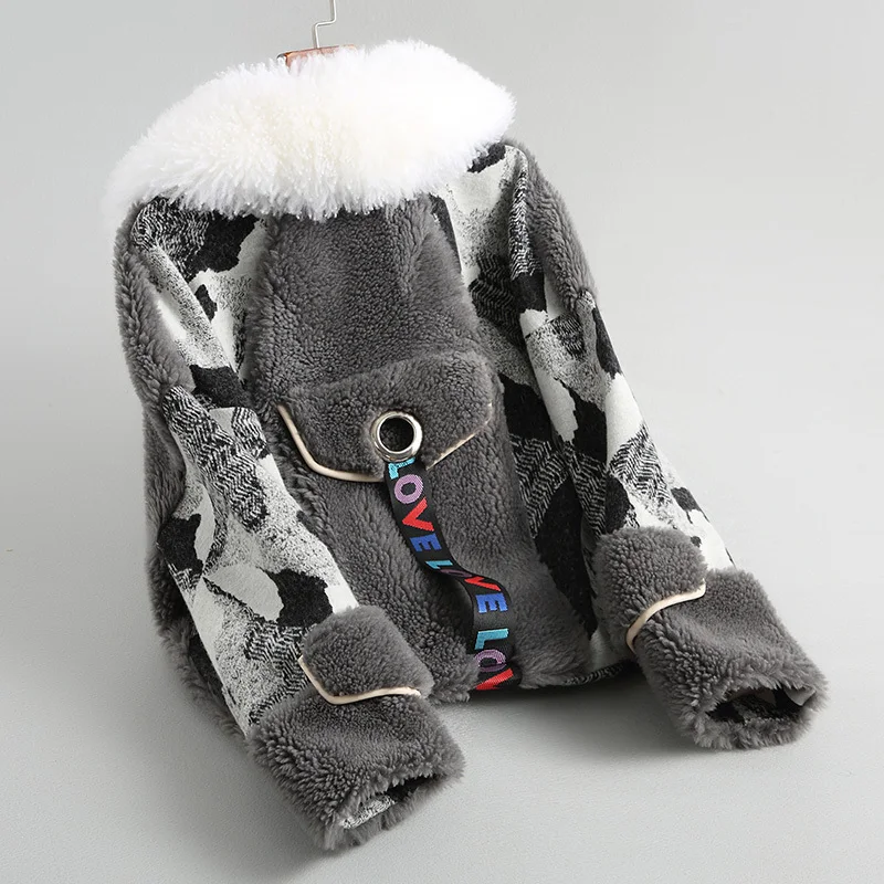 Шерстяное новое пальто 2020 женское лоскутное из натурального меха ягненка