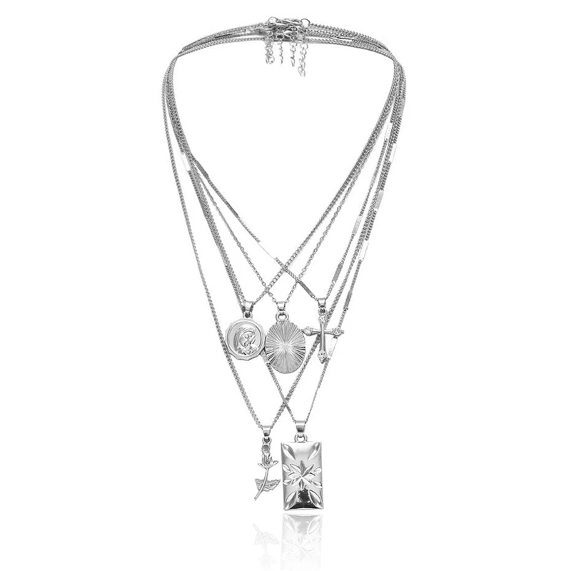 Многослойный кулон из Розового Креста колье ожерелье набор Бохо Золотой резной