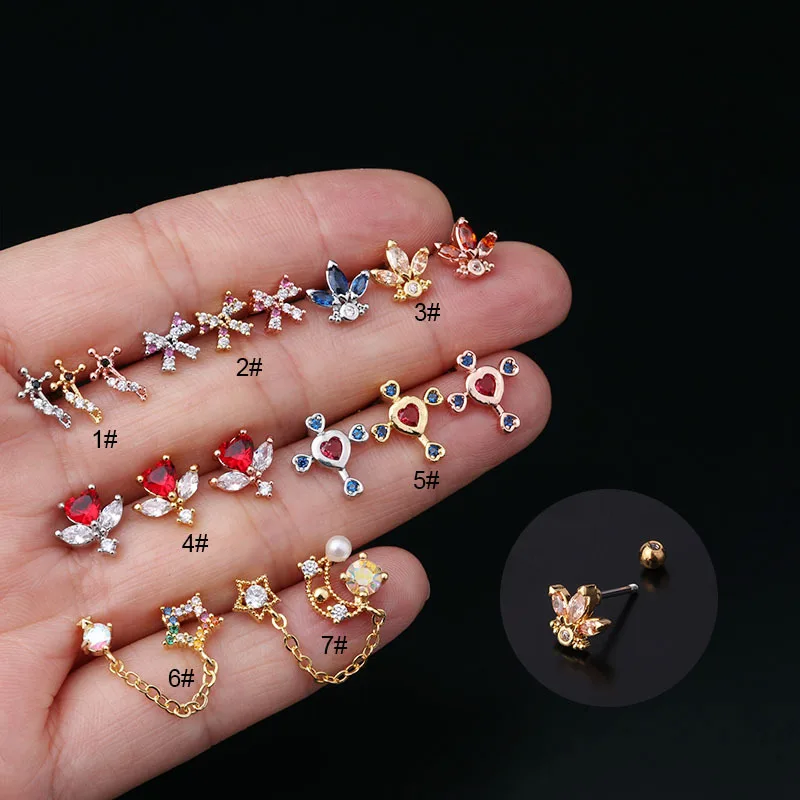 

1Pc Rhinestone Colorful Earrings For Women Luxury Zircon Circle Round Earring Fashion Earrings Body Jewelry Piercing Earrings