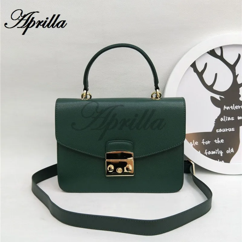Blackish green Aprilla дизайнерские брендовые сумки 23 см с верхней ручкой, сумки из натуральной кожи, женская сумка на плечо с цепочкой, сумки через плечо 205 - Цвет: Blackish green