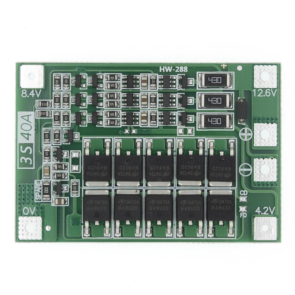 3S 40A литий-ионная батарея зарядное устройство Lipo ячеечный модуль PCB плата защиты BMS для сверлильного двигателя 12,6 в с балансом