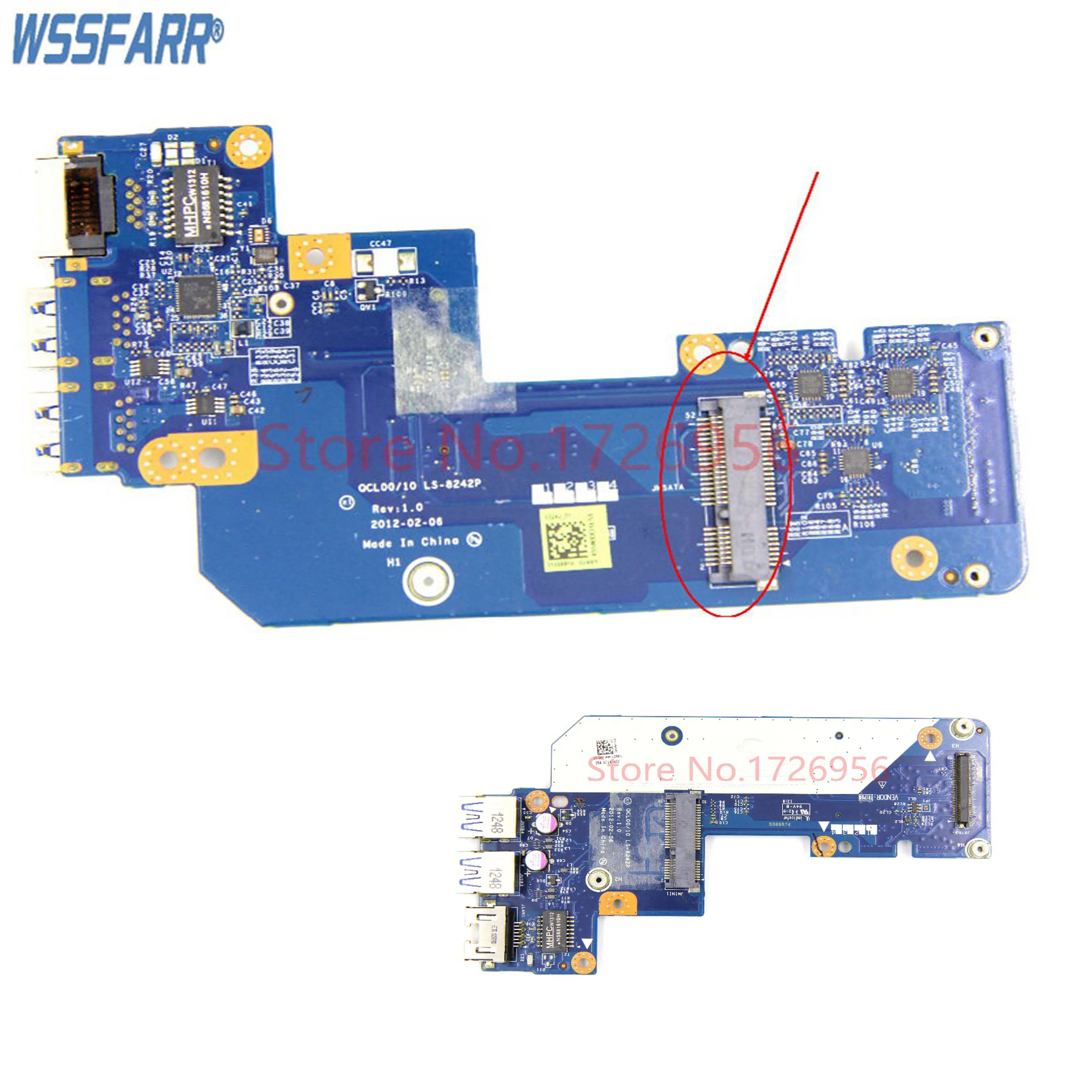 Оригинал для Dell 17R 7520 USB Ethernet LAN Соединительная плата с mSATA портом QCL00/10 LS-8242P 0N7JHH N7JHH |