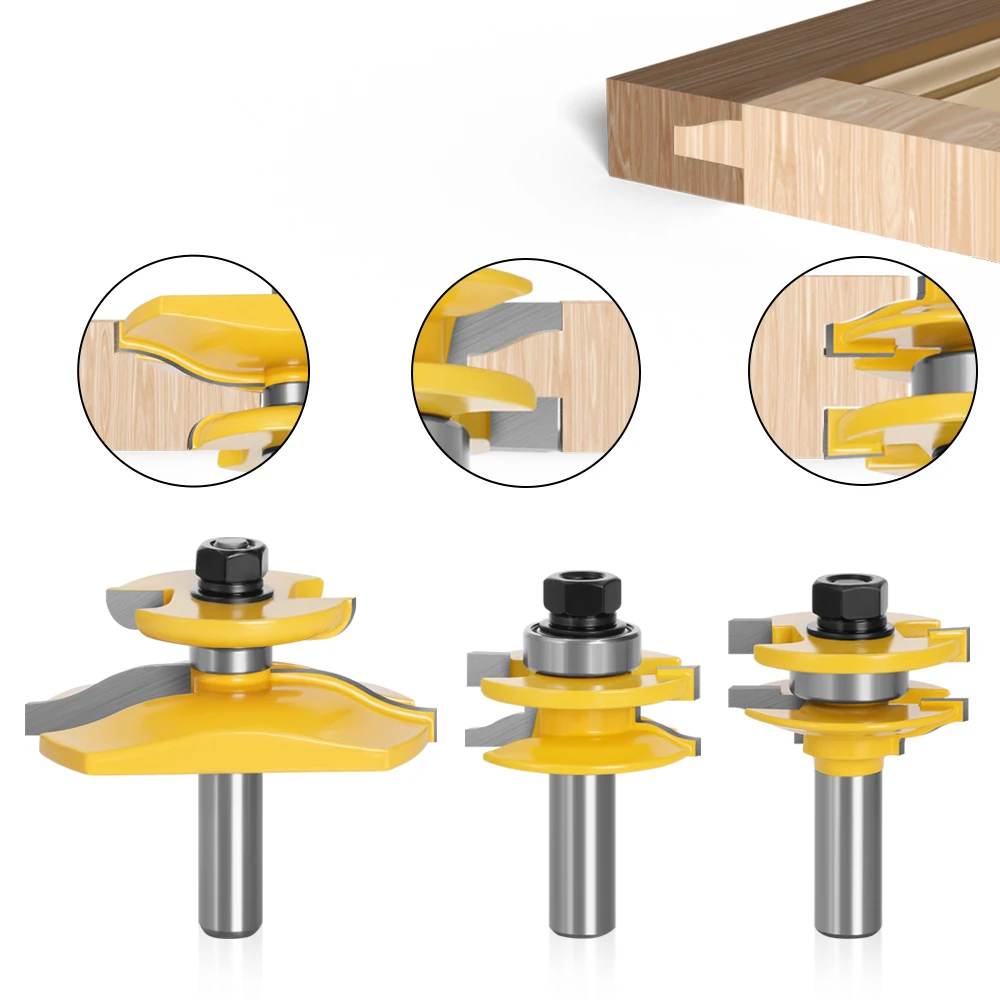 

3pcs Bits 12mm 1/2" Shank Small Ogee Rail & Stile Backcutter Router Bit Panel Raiser Tenon Cutter Set Woodworking Milling Cutter