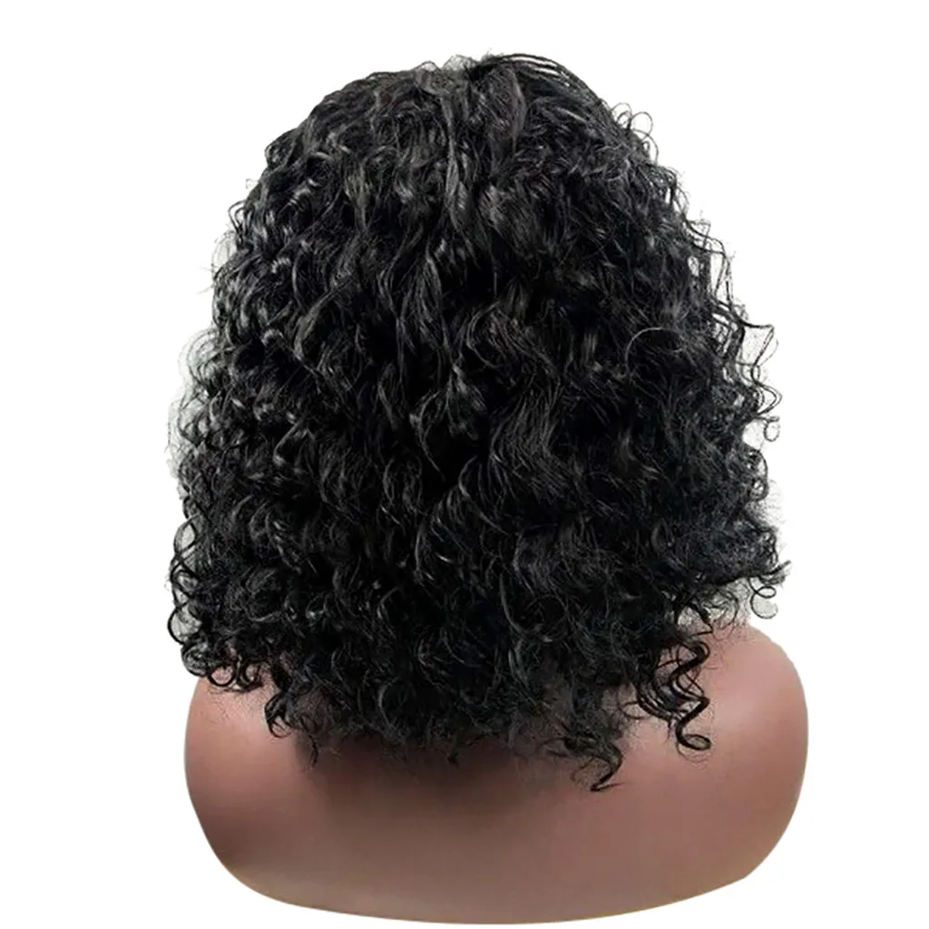 

Wig Bob Wave Black Natural Looking Deep Wave Headband Brazilian Rose hair net Full for Black Women Wigs Hair Bangs Afro Curl